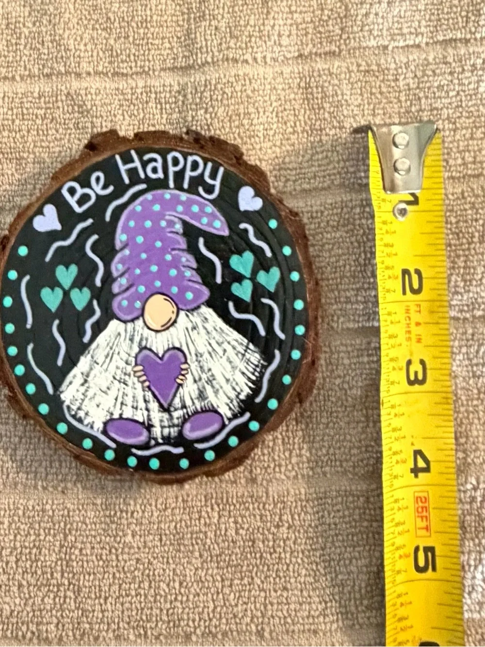 Be Happy Gnome Holiday Ornament - Purple & Teal